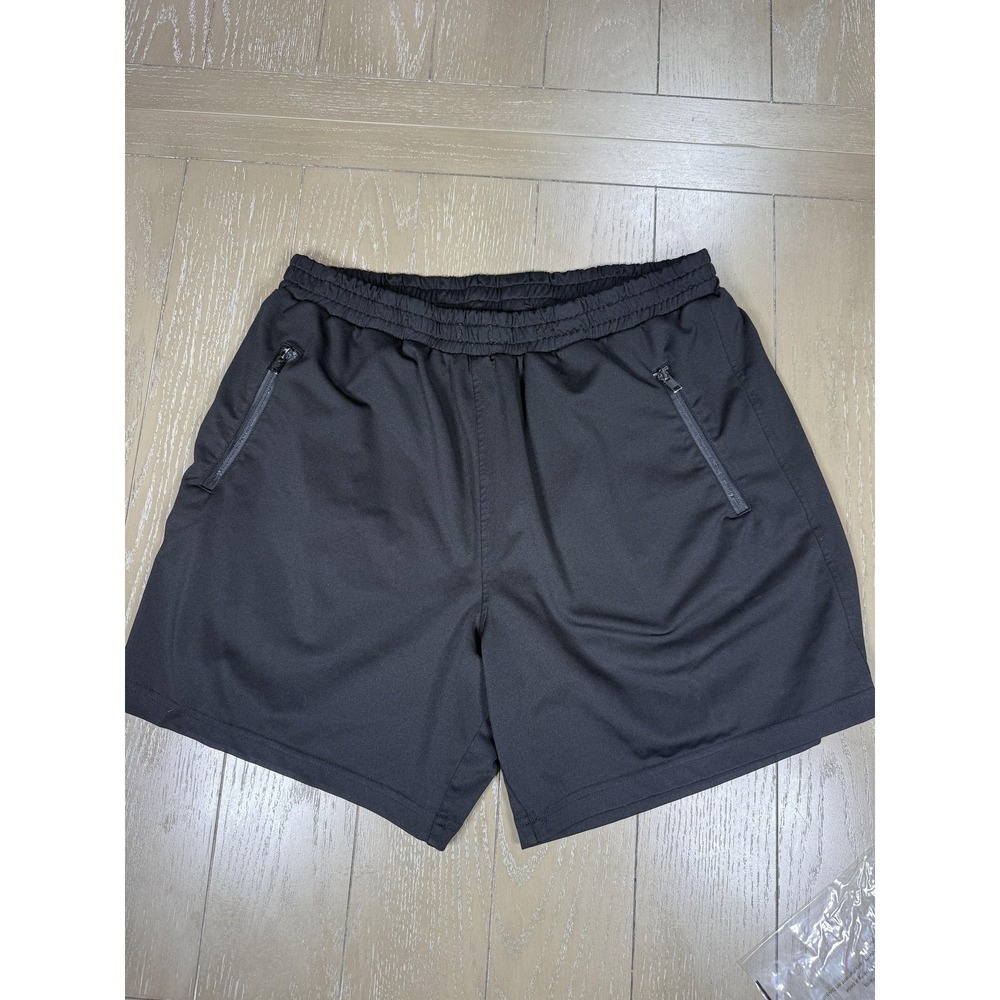OVADIA + Shorts Mens Large‎ Black 7" Athletic Zip Pockets Running Gym Training